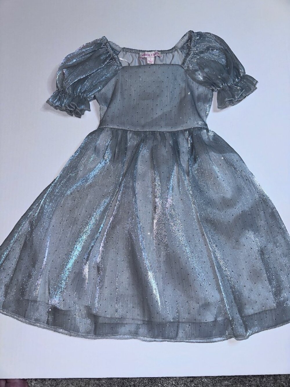 NWT Allison + Kelly Girls Size 7 Silver Shimmery Rhinestone NEW DRESS #593